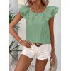 imageFalechay Womens Bow Tie Back Tops Round Neck Ruffle Short Sleeve Shirts Cute Babydoll Chiffon Tee Women Summer Trendy TunicGreen