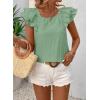 imageFalechay Womens Bow Tie Back Tops Round Neck Ruffle Short Sleeve Shirts Cute Babydoll Chiffon Tee Women Summer Trendy TunicGreen