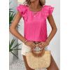 imageFalechay Womens Bow Tie Back Tops Round Neck Ruffle Short Sleeve Shirts Cute Babydoll Chiffon Tee Women Summer Trendy TunicHot Pink