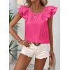 imageFalechay Womens Bow Tie Back Tops Round Neck Ruffle Short Sleeve Shirts Cute Babydoll Chiffon Tee Women Summer Trendy TunicHot Pink