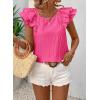 imageFalechay Womens Bow Tie Back Tops Round Neck Ruffle Short Sleeve Shirts Cute Babydoll Chiffon Tee Women Summer Trendy TunicHot Pink