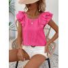 imageFalechay Womens Bow Tie Back Tops Round Neck Ruffle Short Sleeve Shirts Cute Babydoll Chiffon Tee Women Summer Trendy TunicHot Pink