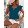 imageFalechay Womens Bow Tie Back Tops Round Neck Ruffle Short Sleeve Shirts Cute Babydoll Chiffon Tee Women Summer Trendy TunicLake Blue
