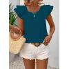 imageFalechay Womens Bow Tie Back Tops Round Neck Ruffle Short Sleeve Shirts Cute Babydoll Chiffon Tee Women Summer Trendy TunicLake Blue