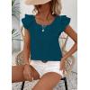 imageFalechay Womens Bow Tie Back Tops Round Neck Ruffle Short Sleeve Shirts Cute Babydoll Chiffon Tee Women Summer Trendy TunicLake Blue