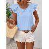imageFalechay Womens Bow Tie Back Tops Round Neck Ruffle Short Sleeve Shirts Cute Babydoll Chiffon Tee Women Summer Trendy TunicLight Blue