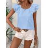 imageFalechay Womens Bow Tie Back Tops Round Neck Ruffle Short Sleeve Shirts Cute Babydoll Chiffon Tee Women Summer Trendy TunicLight Blue