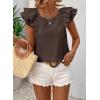imageFalechay Womens Bow Tie Back Tops Round Neck Ruffle Short Sleeve Shirts Cute Babydoll Chiffon Tee Women Summer Trendy TunicLight Brown