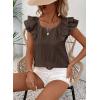imageFalechay Womens Bow Tie Back Tops Round Neck Ruffle Short Sleeve Shirts Cute Babydoll Chiffon Tee Women Summer Trendy TunicLight Brown