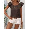 imageFalechay Womens Bow Tie Back Tops Round Neck Ruffle Short Sleeve Shirts Cute Babydoll Chiffon Tee Women Summer Trendy TunicLight Brown