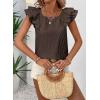 imageFalechay Womens Bow Tie Back Tops Round Neck Ruffle Short Sleeve Shirts Cute Babydoll Chiffon Tee Women Summer Trendy TunicLight Brown