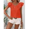imageFalechay Womens Bow Tie Back Tops Round Neck Ruffle Short Sleeve Shirts Cute Babydoll Chiffon Tee Women Summer Trendy TunicLight Orange