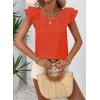 imageFalechay Womens Bow Tie Back Tops Round Neck Ruffle Short Sleeve Shirts Cute Babydoll Chiffon Tee Women Summer Trendy TunicLight Orange