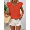 imageFalechay Womens Bow Tie Back Tops Round Neck Ruffle Short Sleeve Shirts Cute Babydoll Chiffon Tee Women Summer Trendy TunicLight Orange