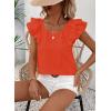 imageFalechay Womens Bow Tie Back Tops Round Neck Ruffle Short Sleeve Shirts Cute Babydoll Chiffon Tee Women Summer Trendy TunicLight Orange