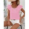 imageFalechay Womens Bow Tie Back Tops Round Neck Ruffle Short Sleeve Shirts Cute Babydoll Chiffon Tee Women Summer Trendy TunicLight Pink