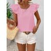 imageFalechay Womens Bow Tie Back Tops Round Neck Ruffle Short Sleeve Shirts Cute Babydoll Chiffon Tee Women Summer Trendy TunicLight Pink