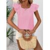 imageFalechay Womens Bow Tie Back Tops Round Neck Ruffle Short Sleeve Shirts Cute Babydoll Chiffon Tee Women Summer Trendy TunicLight Pink