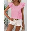 imageFalechay Womens Bow Tie Back Tops Round Neck Ruffle Short Sleeve Shirts Cute Babydoll Chiffon Tee Women Summer Trendy TunicLight Pink