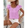 imageFalechay Womens Bow Tie Back Tops Round Neck Ruffle Short Sleeve Shirts Cute Babydoll Chiffon Tee Women Summer Trendy TunicMauve Purple
