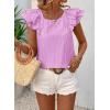 imageFalechay Womens Bow Tie Back Tops Round Neck Ruffle Short Sleeve Shirts Cute Babydoll Chiffon Tee Women Summer Trendy TunicMauve Purple