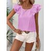 imageFalechay Womens Bow Tie Back Tops Round Neck Ruffle Short Sleeve Shirts Cute Babydoll Chiffon Tee Women Summer Trendy TunicMauve Purple