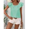imageFalechay Womens Bow Tie Back Tops Round Neck Ruffle Short Sleeve Shirts Cute Babydoll Chiffon Tee Women Summer Trendy TunicMint Green