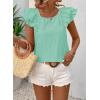 imageFalechay Womens Bow Tie Back Tops Round Neck Ruffle Short Sleeve Shirts Cute Babydoll Chiffon Tee Women Summer Trendy TunicMint Green