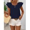 imageFalechay Womens Bow Tie Back Tops Round Neck Ruffle Short Sleeve Shirts Cute Babydoll Chiffon Tee Women Summer Trendy TunicNavy Blue