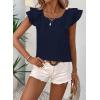 imageFalechay Womens Bow Tie Back Tops Round Neck Ruffle Short Sleeve Shirts Cute Babydoll Chiffon Tee Women Summer Trendy TunicNavy Blue
