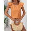 imageFalechay Womens Bow Tie Back Tops Round Neck Ruffle Short Sleeve Shirts Cute Babydoll Chiffon Tee Women Summer Trendy TunicOrange