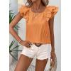 imageFalechay Womens Bow Tie Back Tops Round Neck Ruffle Short Sleeve Shirts Cute Babydoll Chiffon Tee Women Summer Trendy TunicOrange