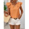 imageFalechay Womens Bow Tie Back Tops Round Neck Ruffle Short Sleeve Shirts Cute Babydoll Chiffon Tee Women Summer Trendy TunicOrange