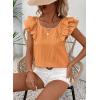 imageFalechay Womens Bow Tie Back Tops Round Neck Ruffle Short Sleeve Shirts Cute Babydoll Chiffon Tee Women Summer Trendy TunicOrange