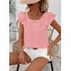 imageFalechay Womens Bow Tie Back Tops Round Neck Ruffle Short Sleeve Shirts Cute Babydoll Chiffon Tee Women Summer Trendy TunicPeach Pink