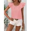 imageFalechay Womens Bow Tie Back Tops Round Neck Ruffle Short Sleeve Shirts Cute Babydoll Chiffon Tee Women Summer Trendy TunicPeach Pink