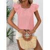imageFalechay Womens Bow Tie Back Tops Round Neck Ruffle Short Sleeve Shirts Cute Babydoll Chiffon Tee Women Summer Trendy TunicPeach Pink