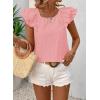 imageFalechay Womens Bow Tie Back Tops Round Neck Ruffle Short Sleeve Shirts Cute Babydoll Chiffon Tee Women Summer Trendy TunicPeach Pink