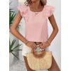 imageFalechay Womens Bow Tie Back Tops Round Neck Ruffle Short Sleeve Shirts Cute Babydoll Chiffon Tee Women Summer Trendy TunicPink