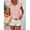 imageFalechay Womens Bow Tie Back Tops Round Neck Ruffle Short Sleeve Shirts Cute Babydoll Chiffon Tee Women Summer Trendy TunicPink
