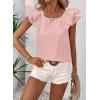 imageFalechay Womens Bow Tie Back Tops Round Neck Ruffle Short Sleeve Shirts Cute Babydoll Chiffon Tee Women Summer Trendy TunicPink