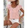imageFalechay Womens Bow Tie Back Tops Round Neck Ruffle Short Sleeve Shirts Cute Babydoll Chiffon Tee Women Summer Trendy TunicPink