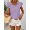 imageFalechay Womens Bow Tie Back Tops Round Neck Ruffle Short Sleeve Shirts Cute Babydoll Chiffon Tee Women Summer Trendy TunicPurple