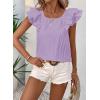 imageFalechay Womens Bow Tie Back Tops Round Neck Ruffle Short Sleeve Shirts Cute Babydoll Chiffon Tee Women Summer Trendy TunicPurple