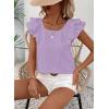 imageFalechay Womens Bow Tie Back Tops Round Neck Ruffle Short Sleeve Shirts Cute Babydoll Chiffon Tee Women Summer Trendy TunicPurple