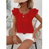imageFalechay Womens Bow Tie Back Tops Round Neck Ruffle Short Sleeve Shirts Cute Babydoll Chiffon Tee Women Summer Trendy TunicRed