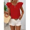 imageFalechay Womens Bow Tie Back Tops Round Neck Ruffle Short Sleeve Shirts Cute Babydoll Chiffon Tee Women Summer Trendy TunicRed