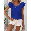 imageFalechay Womens Bow Tie Back Tops Round Neck Ruffle Short Sleeve Shirts Cute Babydoll Chiffon Tee Women Summer Trendy TunicRoyal Blue