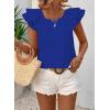 imageFalechay Womens Bow Tie Back Tops Round Neck Ruffle Short Sleeve Shirts Cute Babydoll Chiffon Tee Women Summer Trendy TunicRoyal Blue