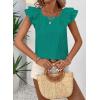 imageFalechay Womens Bow Tie Back Tops Round Neck Ruffle Short Sleeve Shirts Cute Babydoll Chiffon Tee Women Summer Trendy TunicTurquoise